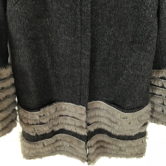 Barney’s New York Coat Jacket Brown M Wool Fur - Picture 6 of 8